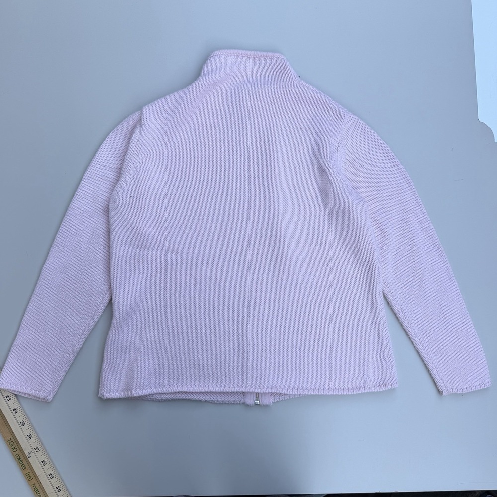 Vintage Tabi Pink Zip Knit Cardigan Sequins Embroidery Coquette Mock Neck M - Picture 7 of 10